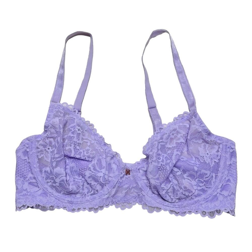 Savage X Fenty Floral Lace Unlined Bra Purple Lavender Size 36C
